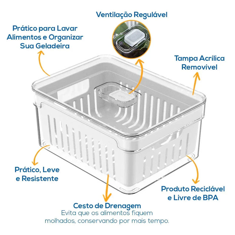 Kit 4 Organizadores 2,2 Litros de Geladeira Acrílico
