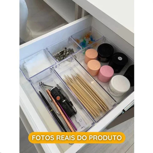 Kit 25 Organizador Multiuso Modular Gavetas Geladeira Acrílico Cristal