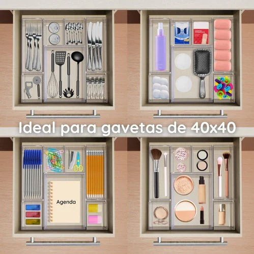 Kit 25 Organizador Multiuso Modular Gavetas Geladeira Acrílico Cristal