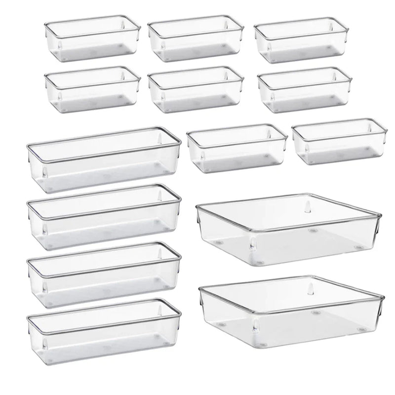 Kit 25 Organizador Multiuso Modular Gavetas Geladeira Acrílico Cristal