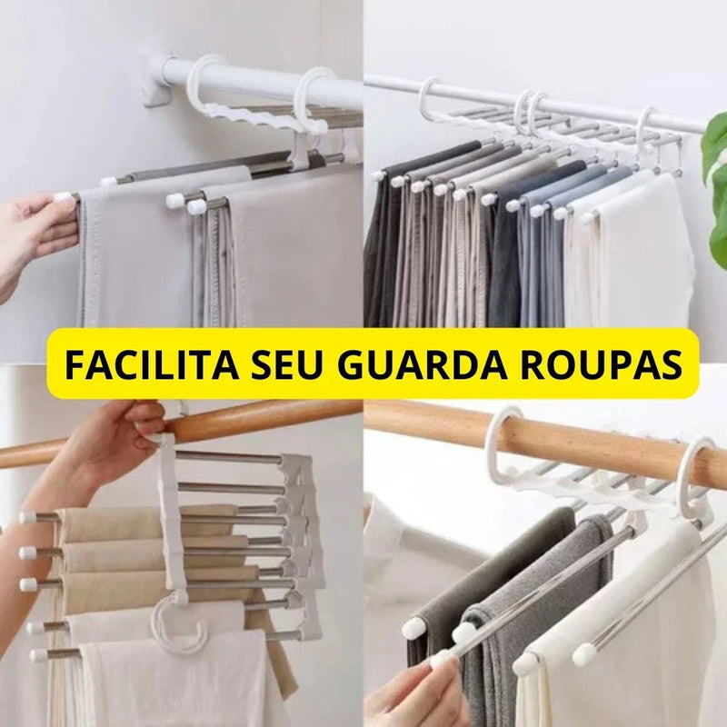 Kit 3 Cabides Para Calças Roupas Multiuso