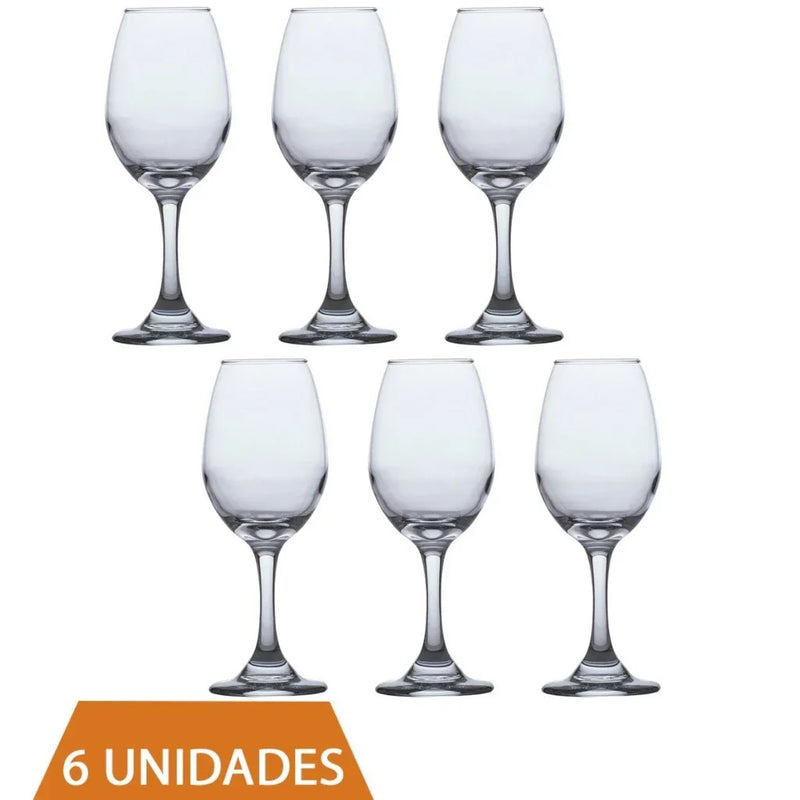 Kit com 6 Taças de Vidro Agua e vinho Tinto Luxo