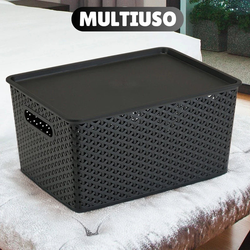 Kit Com 6 - Cesto Caixa Organizadora Rattan - 4 Litros